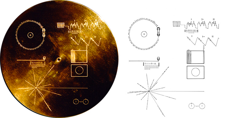 A gold record from Voyager sent to explore the planet Jupiter and the outer planets