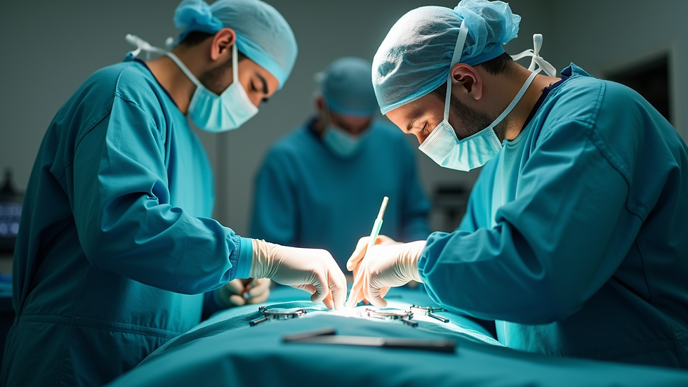 Close-up view of a surgeon performing minimally invasive thoracic surgery