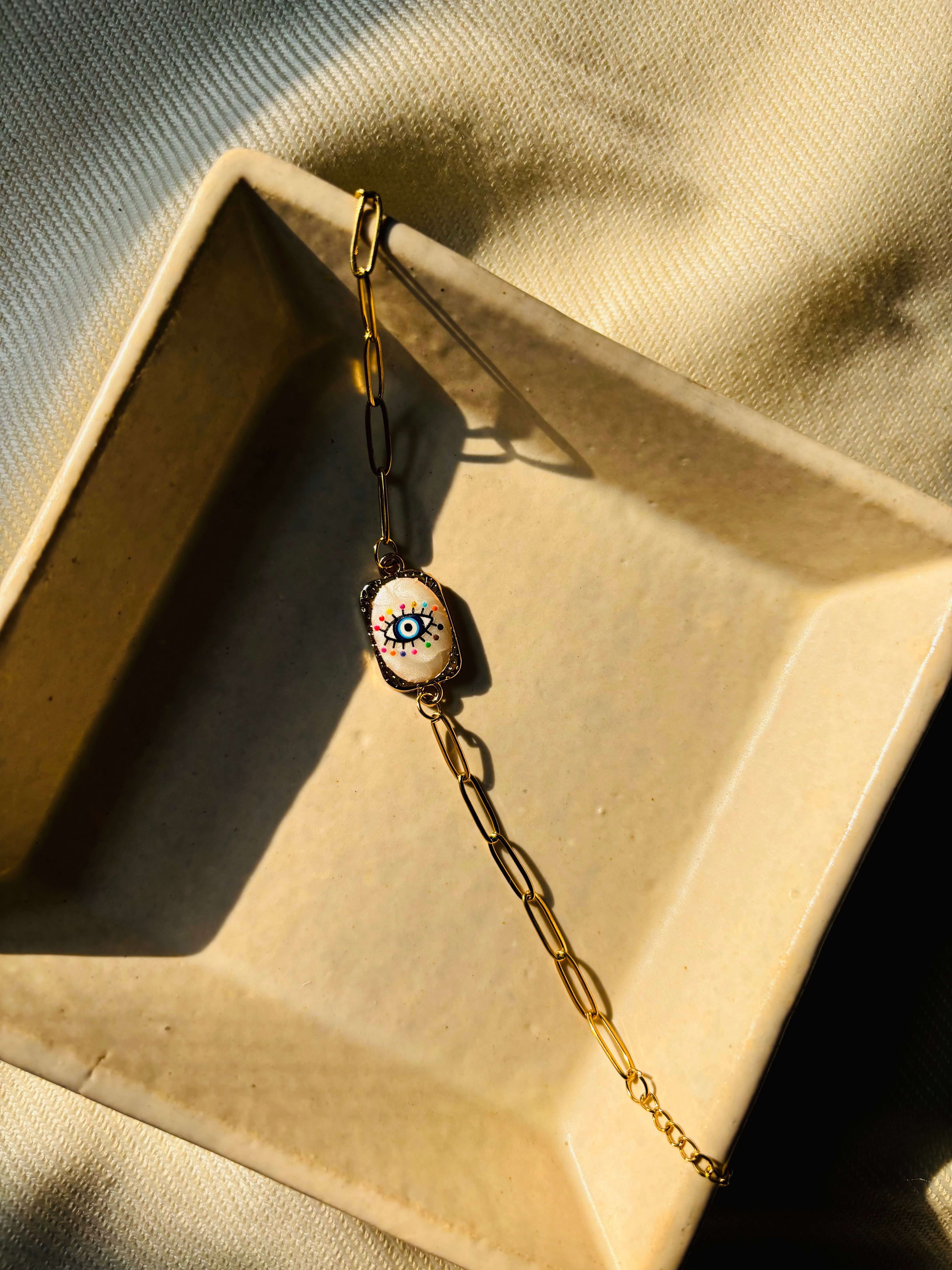 Evil-Eye Chain Bracelet-White