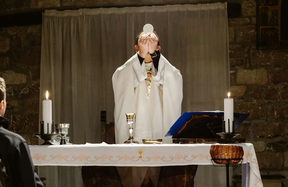 A white sun symbolizing the Holy Spirit against a blue to yellow gradient, representing hope.