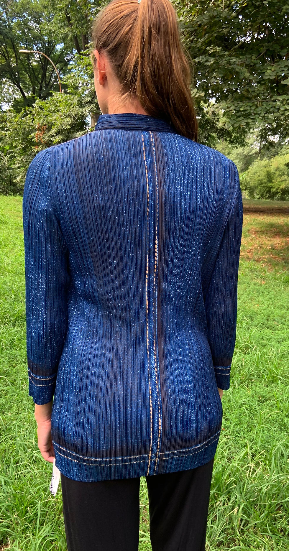 Thumbnail: Long Denim Pleated Jacket