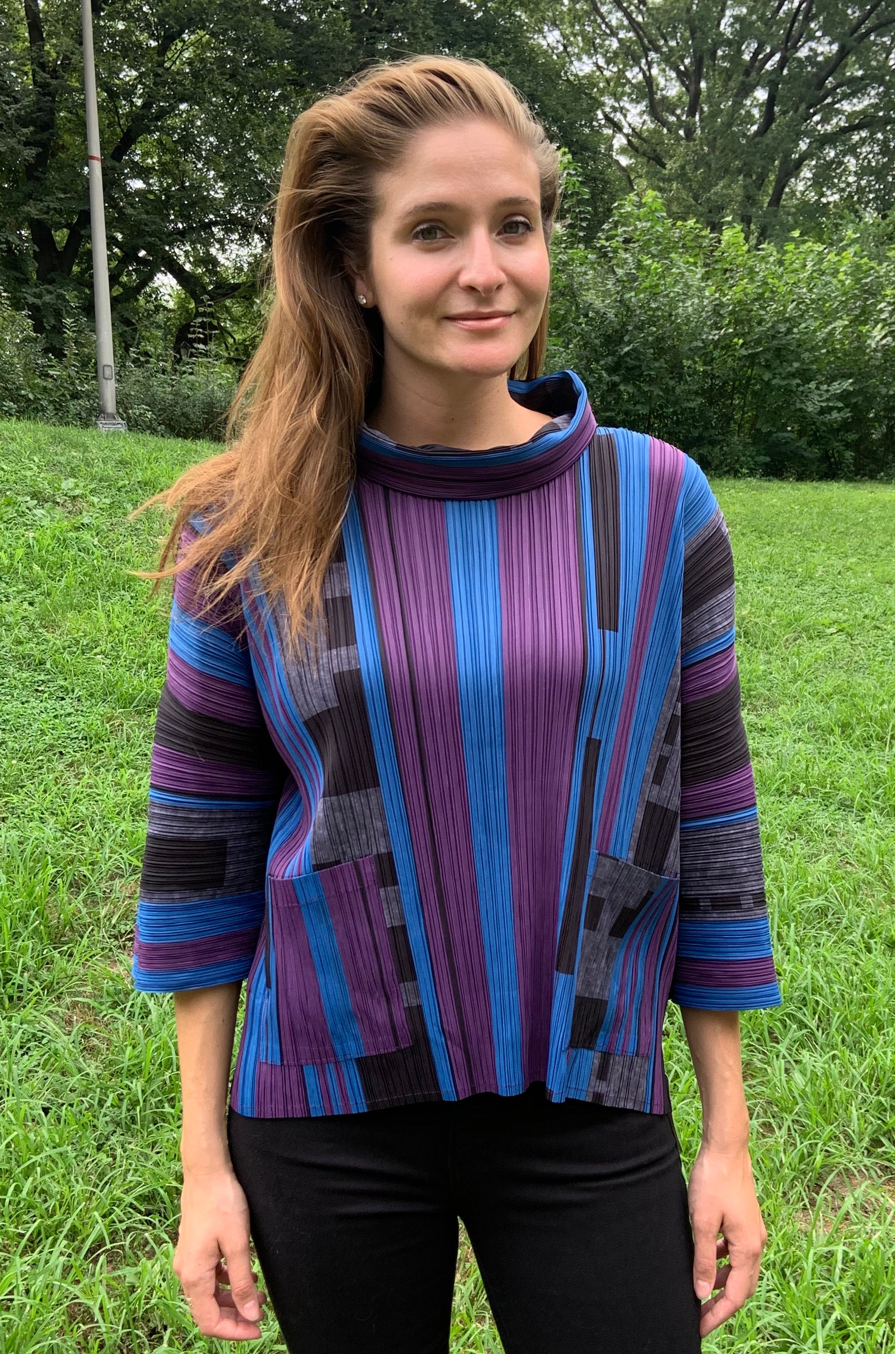 Pop of Color Pleated Top