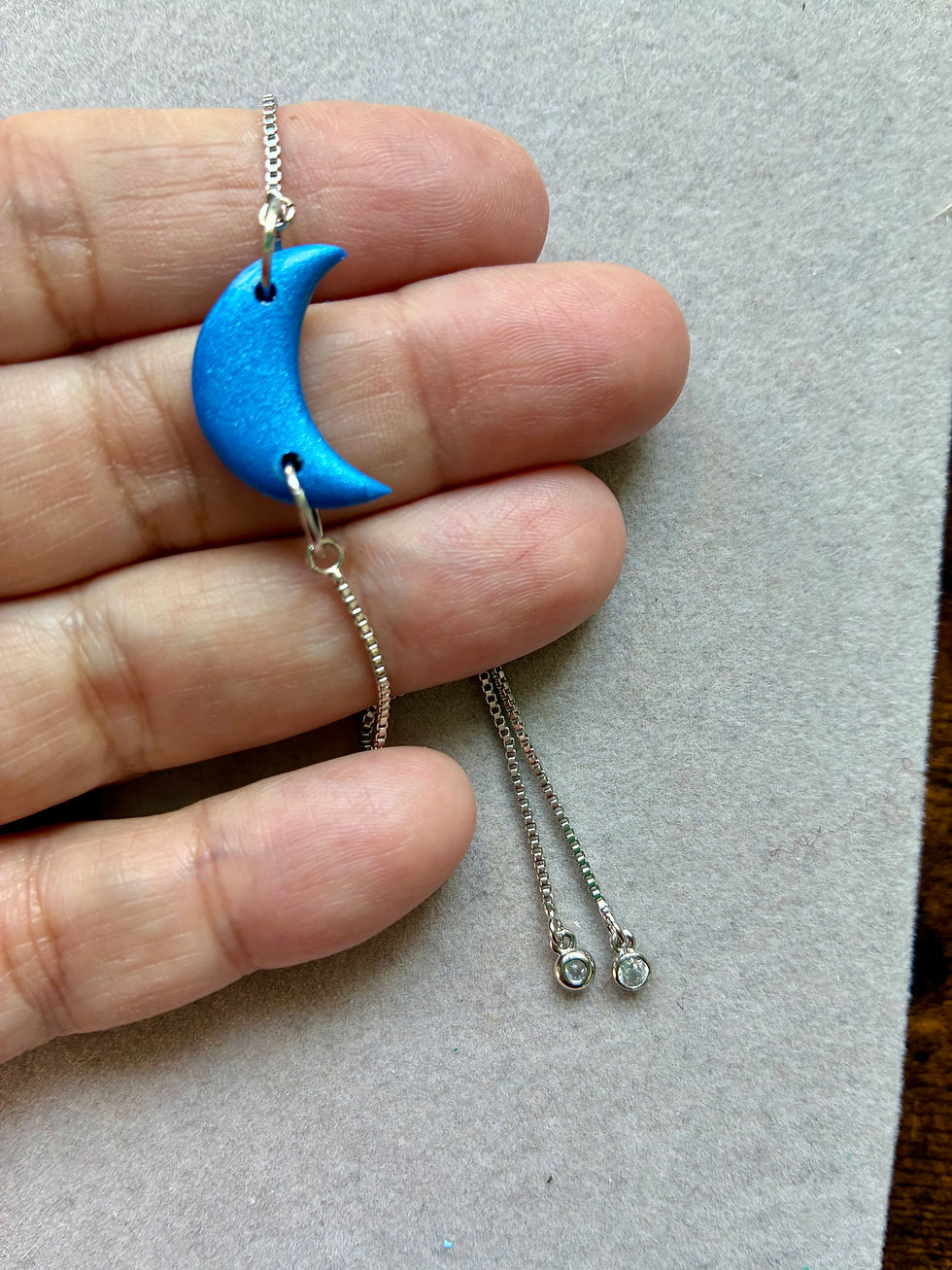 Thumbnail: Blue moon polymer clay necklace and bracelet set (adjustable)