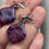 Thumbnail: Mauve and purple elegant leaf earrings on stainless steel bow studs