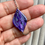 Thumbnail: Purple embossed long leaf bracelet on stainless steel chain