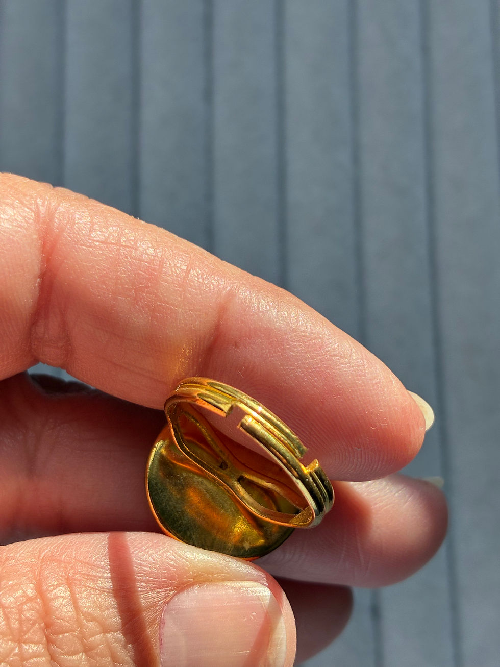 Thumbnail: Full Moon ring on gold plated adjustable fittings