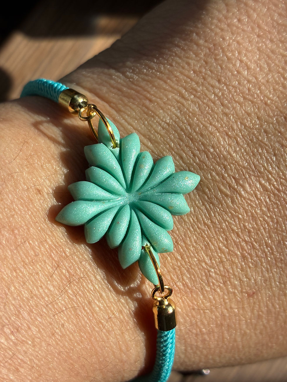 Thumbnail: Teal polymer clay bracelet 