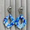 Thumbnail: Large marbled blue and white dangle earrings on long seashell studs