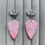 Thumbnail: Pink shield earrings on large leaf cubic zirconia studs
