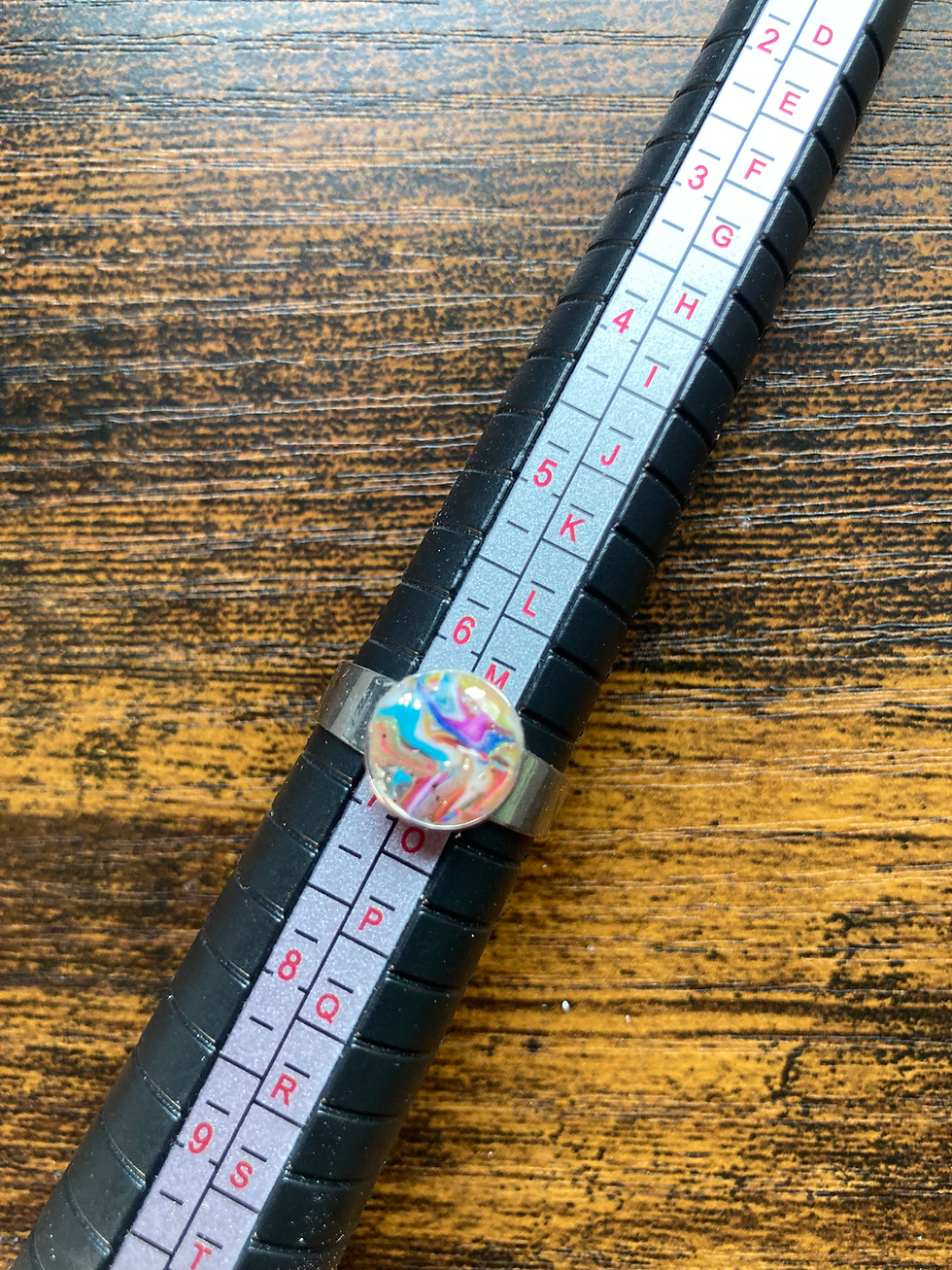 Thumbnail: Small multicolour ring on stainless steel adjustable fittings