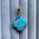 Thumbnail: Blue, green, orange and cream polymer clay gold plated pendant