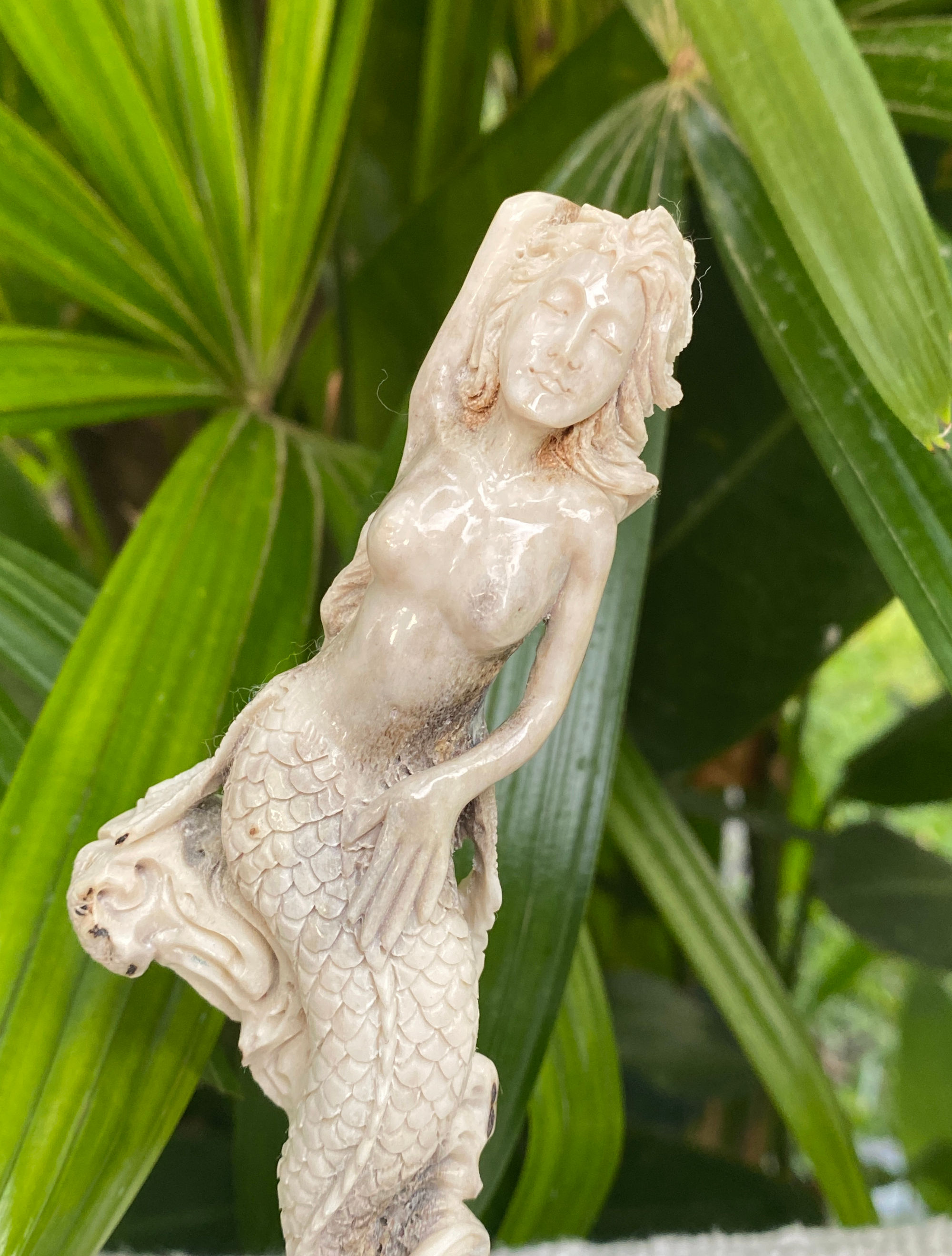 mythical sea creature Beautiful Ariel Mermaid Carved Antler Knife Handle