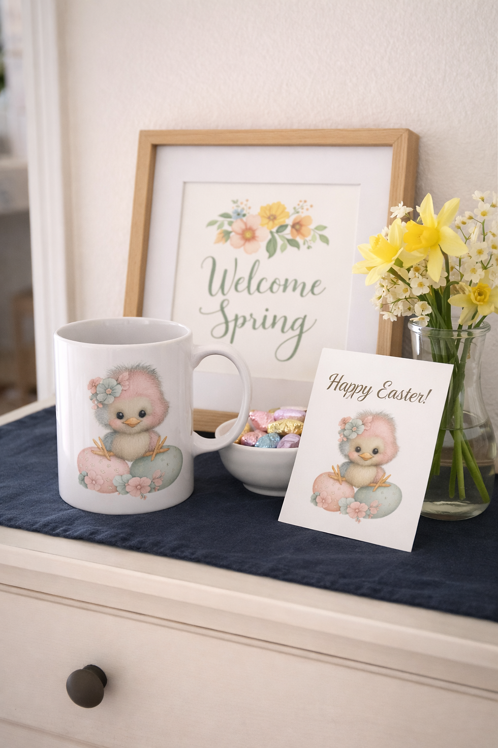 Thumbnail: Pastel Easter Chick 11oz Coffee Mug – Watercolor Floral Egg Spring Mug
