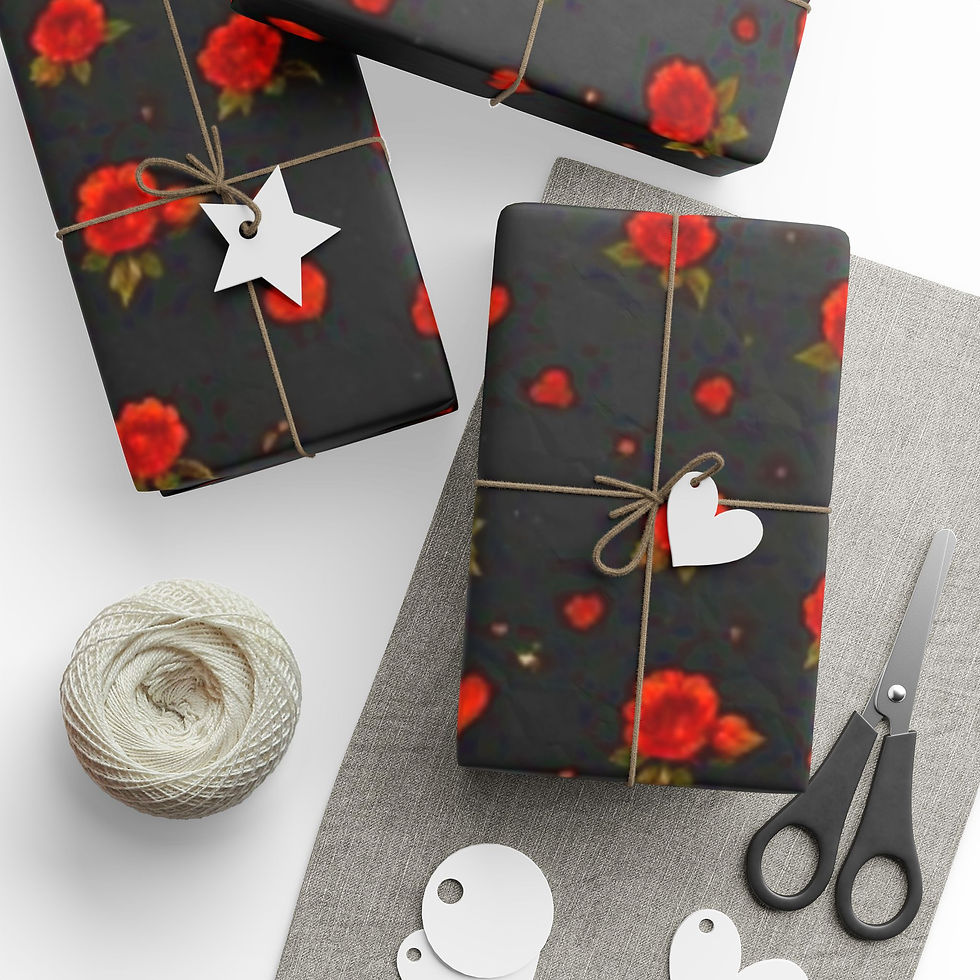 Thumbnail: Red Roses on Black Wrapping Paper – Love & Little Moments Collection