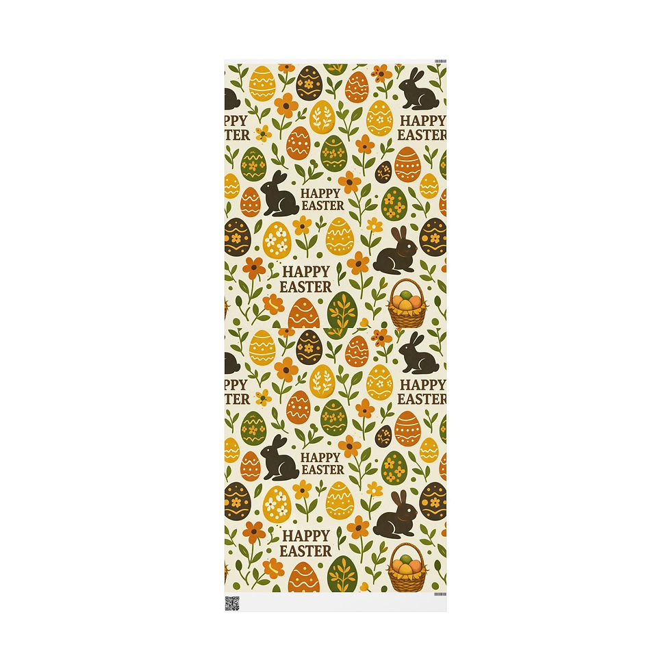 Thumbnail: Folk Bunny Easter Garden – Retro Happy Easter Wrapping Paper –  (Boho Spring)