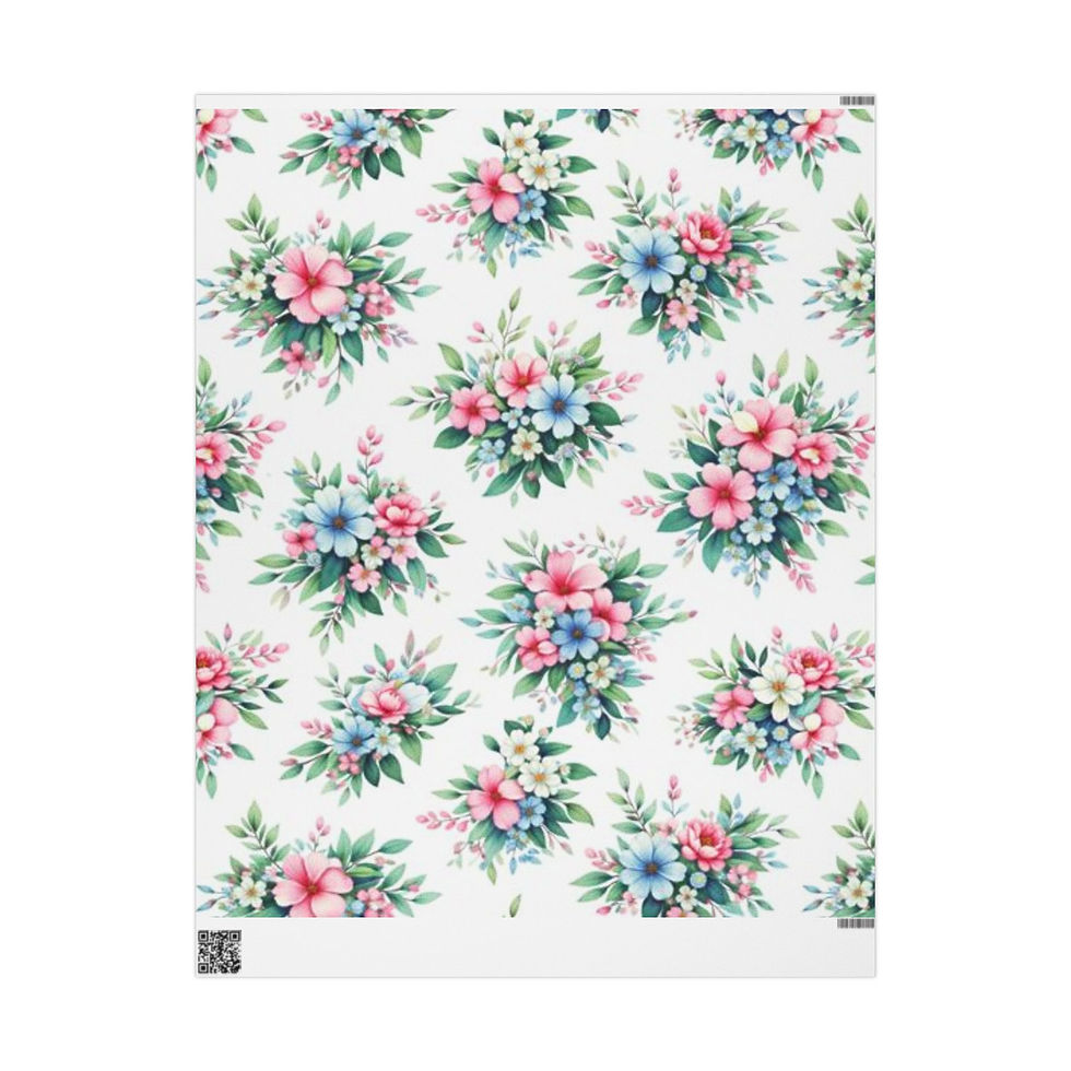 Thumbnail: Cheerful Floral Pink and Blue Blooms Wrapping Paper – Timeless Collection
