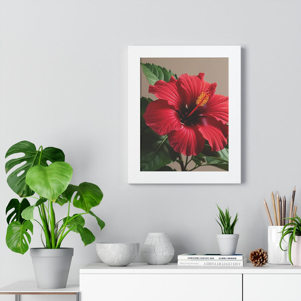 Thumbnail: Red Hibiscus Floral Wall Art – 11×14 Framed Botanical Print