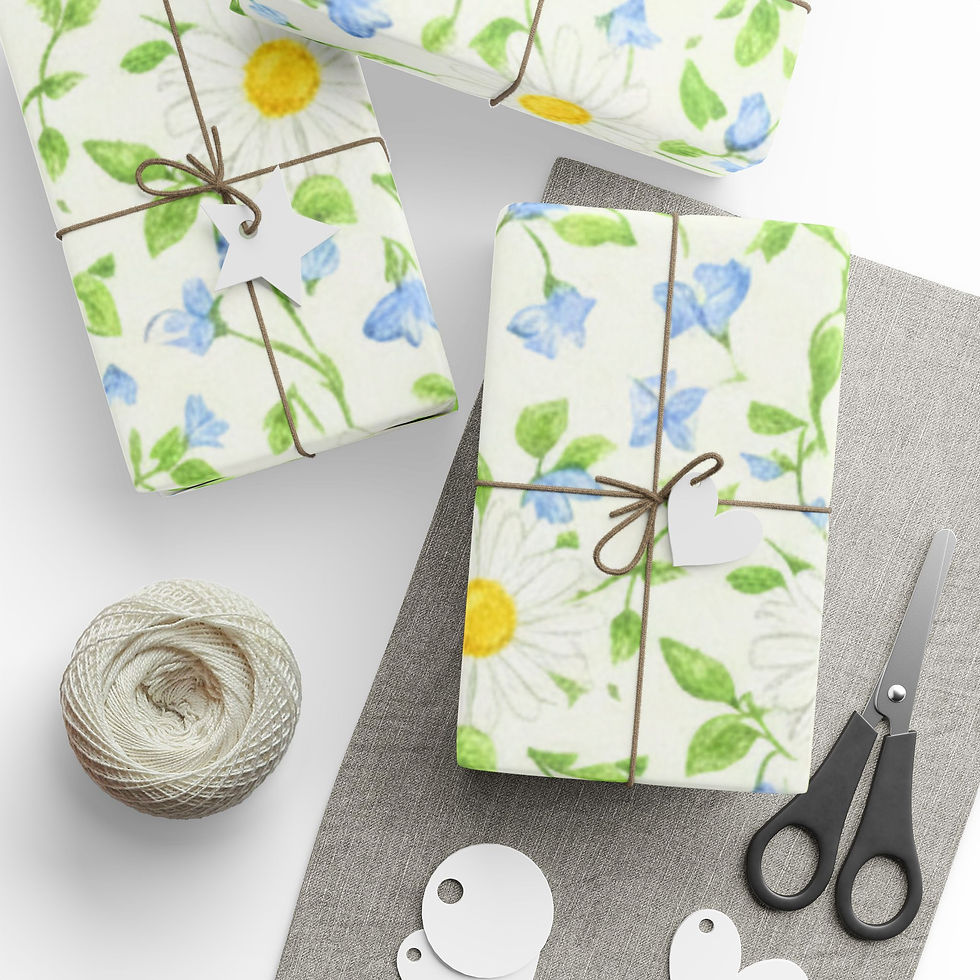 Thumbnail: Daisies & Periwinkle Vine Wrapping Paper-Sunshine & Celebrations Collection