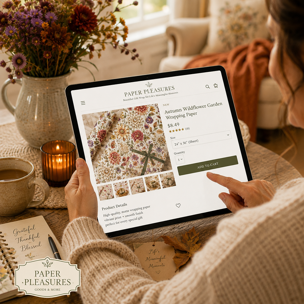 Thumbnail: Autumn Wildflower Garden Watercolor Wrapping Paper