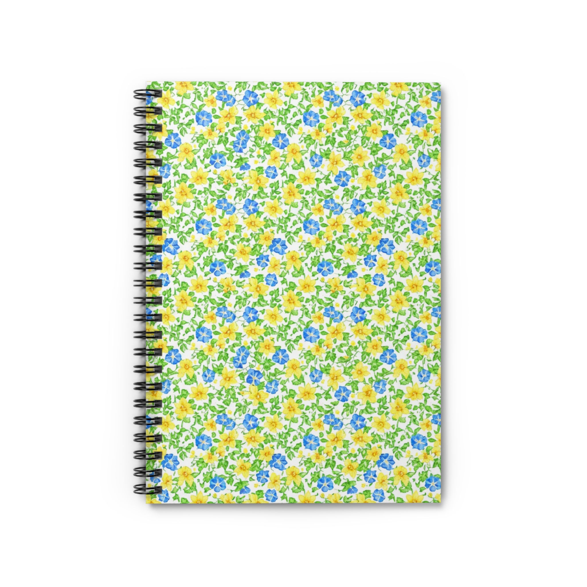 Blue Morning Glories & Yellow Daffodils Spiral Notebook – Journal