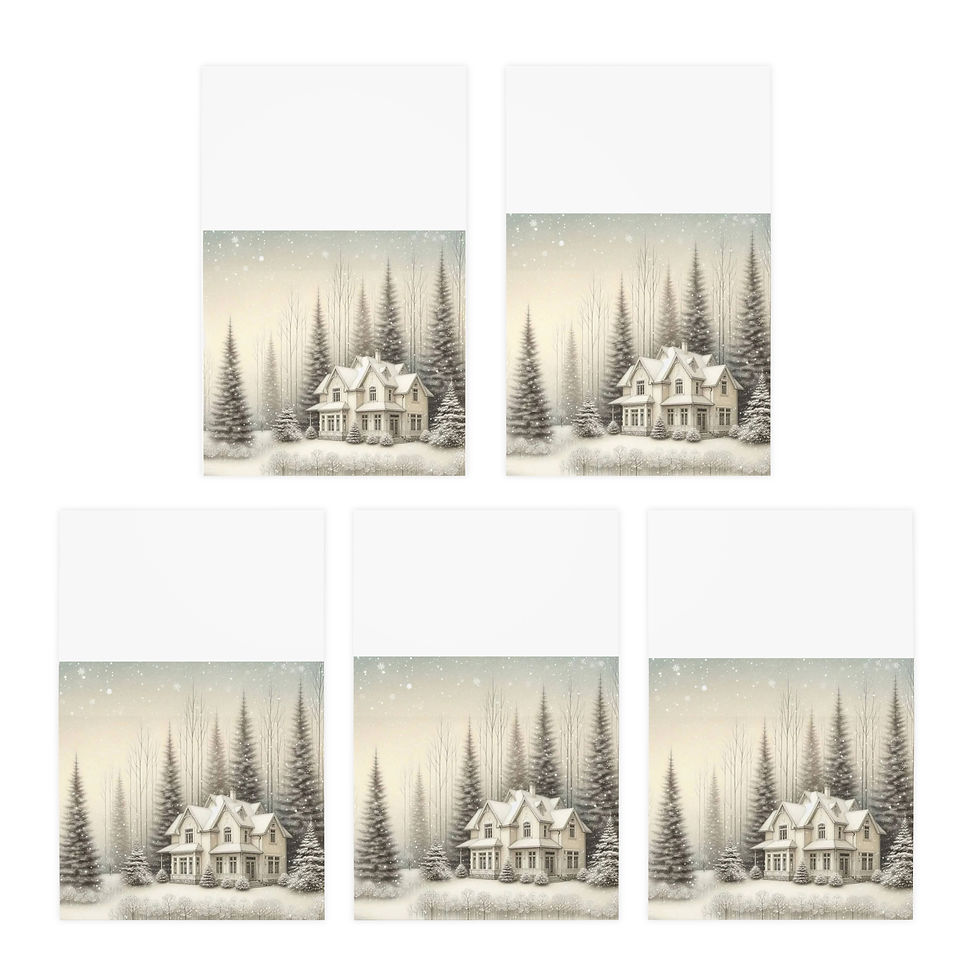 Thumbnail: Vintage Winter Cottage Greeting Cards(5) Blank-A Quiet Winter Home Note Card