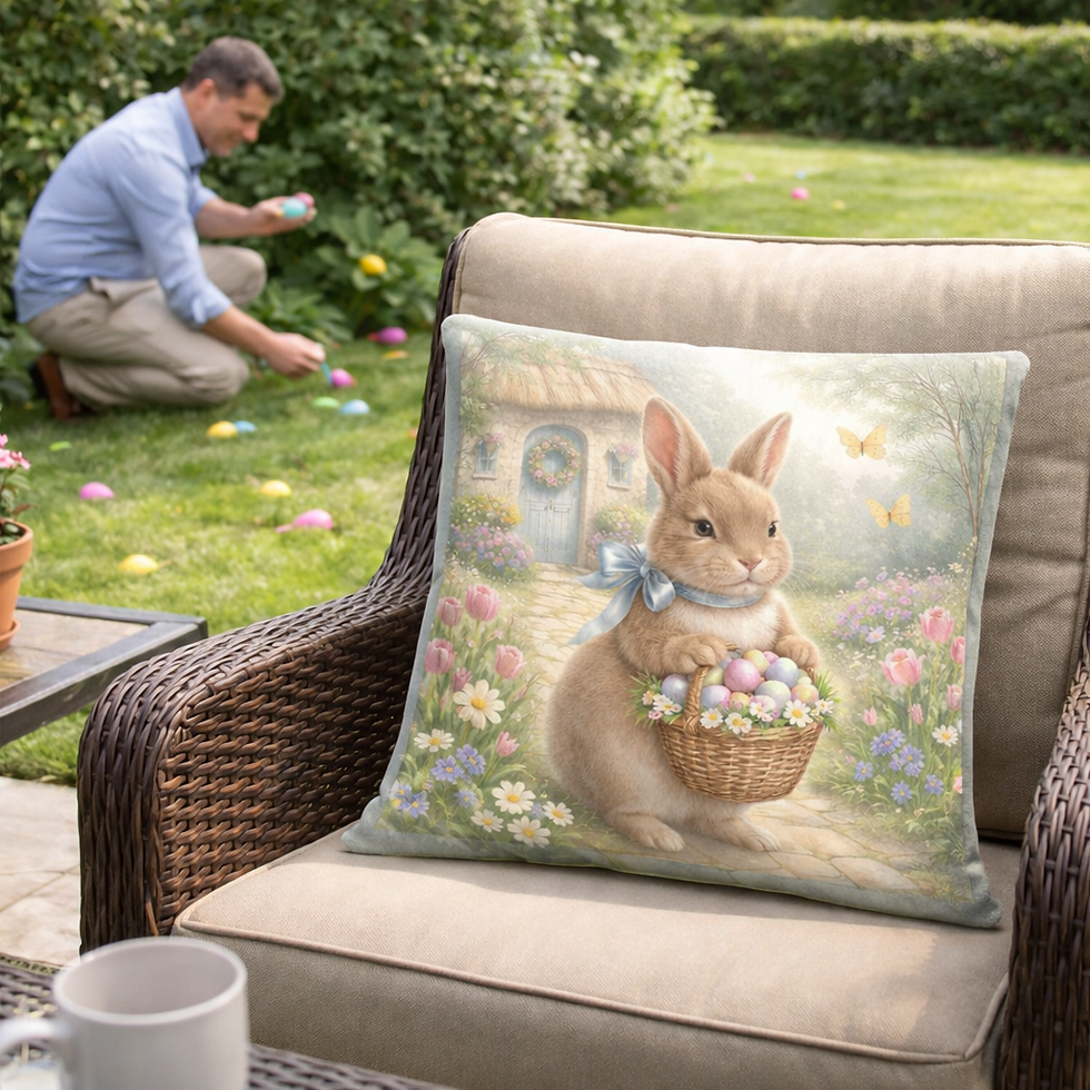 Thumbnail: Little Bunny’s Spring Surprise Throw Pillow – A Storybook Moment for Your Home