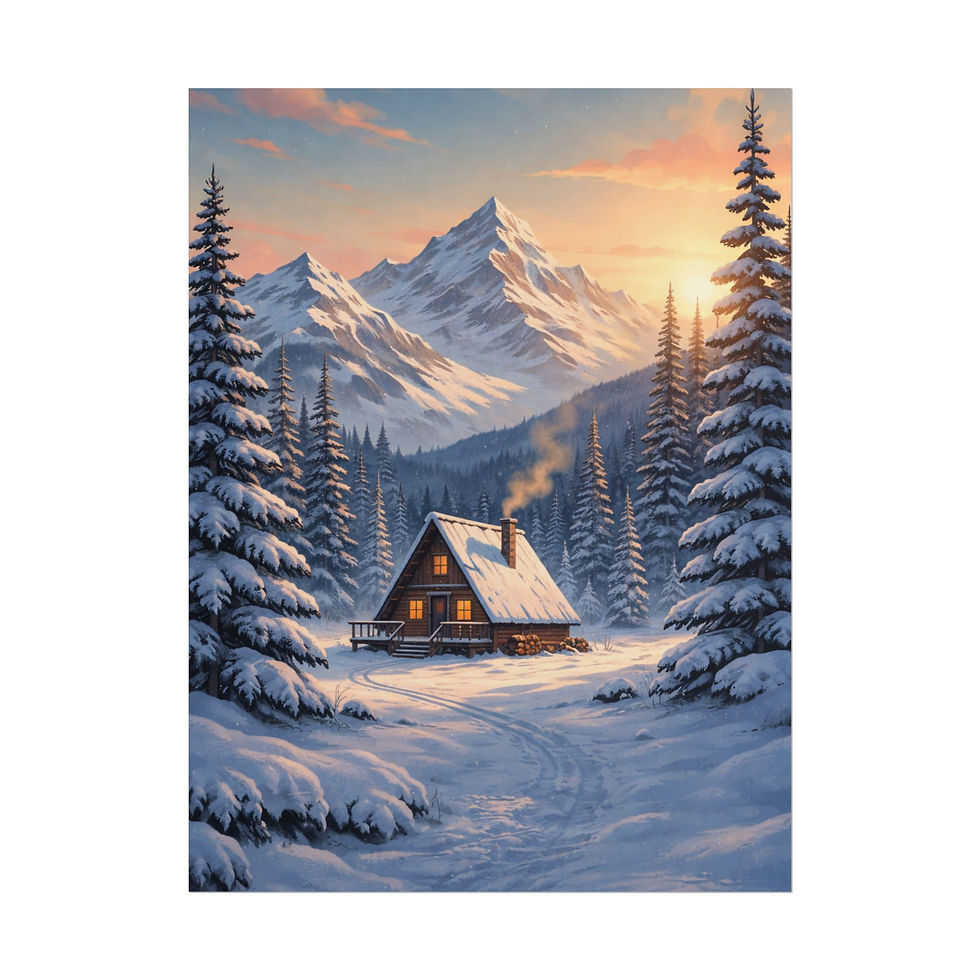 Thumbnail: Aspen Peak Winter Cabin Poster–Cozy Mountain Wall Art for Rustic Homes Art Print