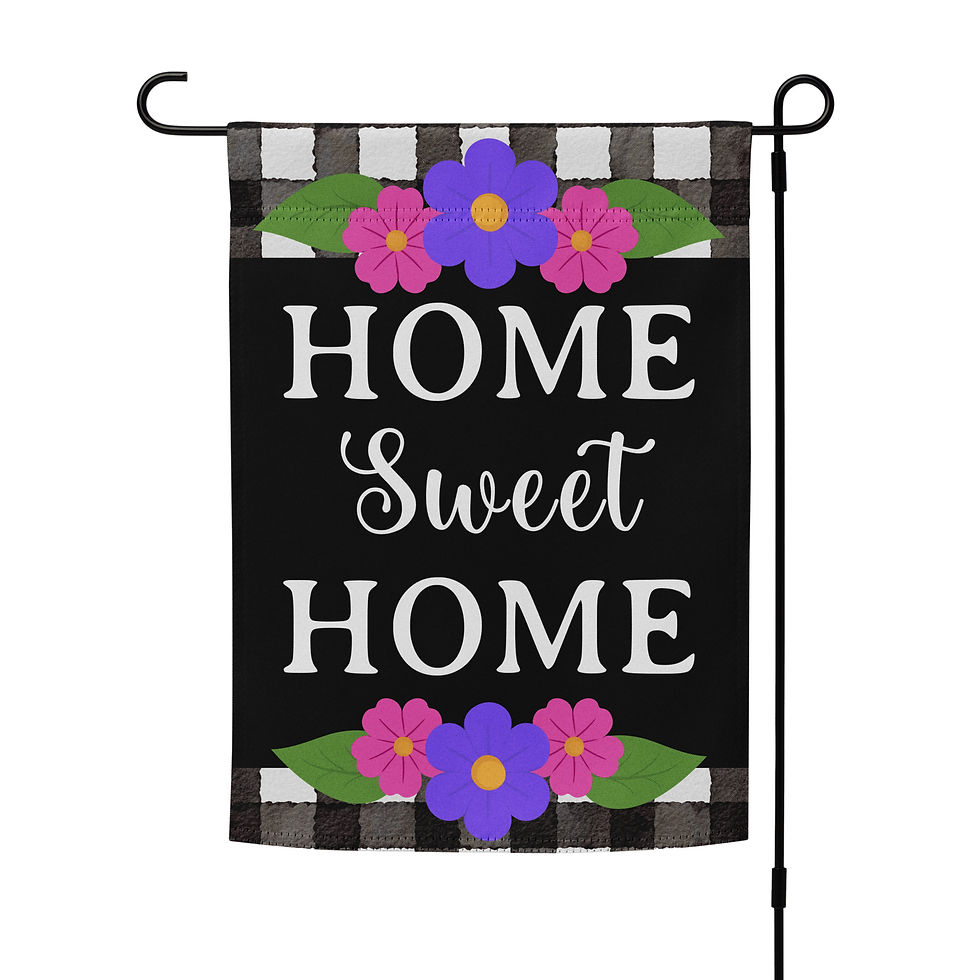 home sweet home garden flag on a pole