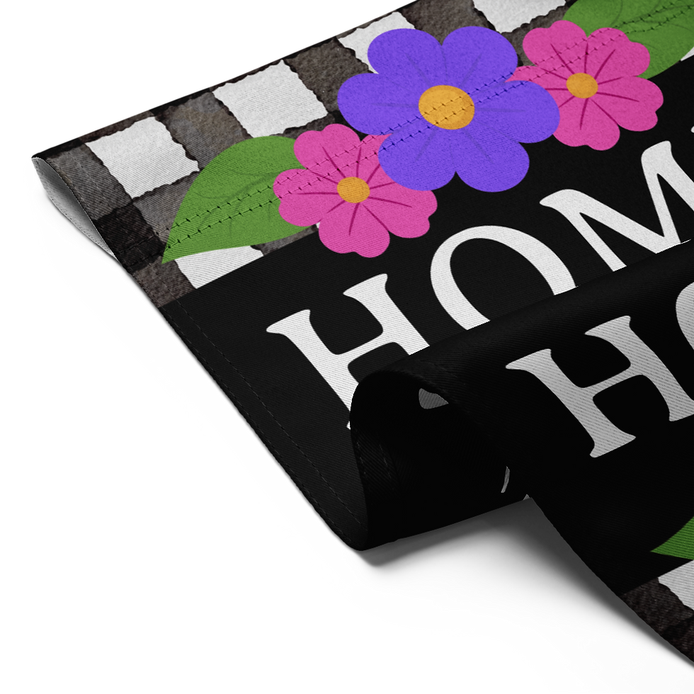 home sweet home garden flag laying flat with a bend