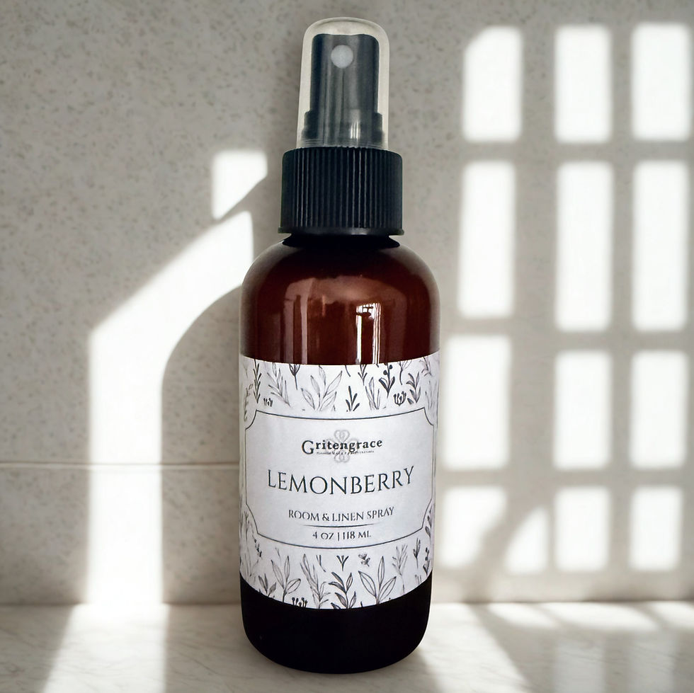 lemonberry room and linen spray on a white counter