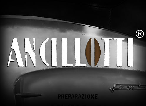Scritta Elaborazioni Ancillotti Lambretta dei record del mondo Monza 1965 e Elvington 1966 Elaborazioni Ancillotti chicco caffè Marchio storico moto italiano Firenze