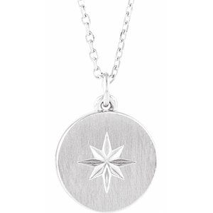 Platinum Star Disc 16-18 Necklace"