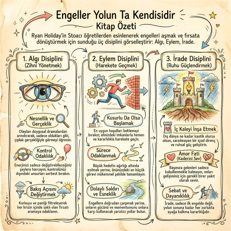 Engeller Yolun Ta Kendisidir kitap infografik özeti