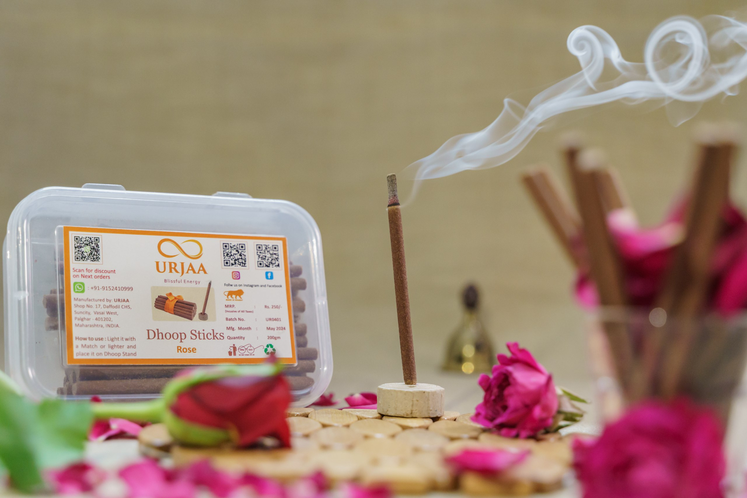 Rose Bambooless Incense Sticks (Dhoop Sticks)