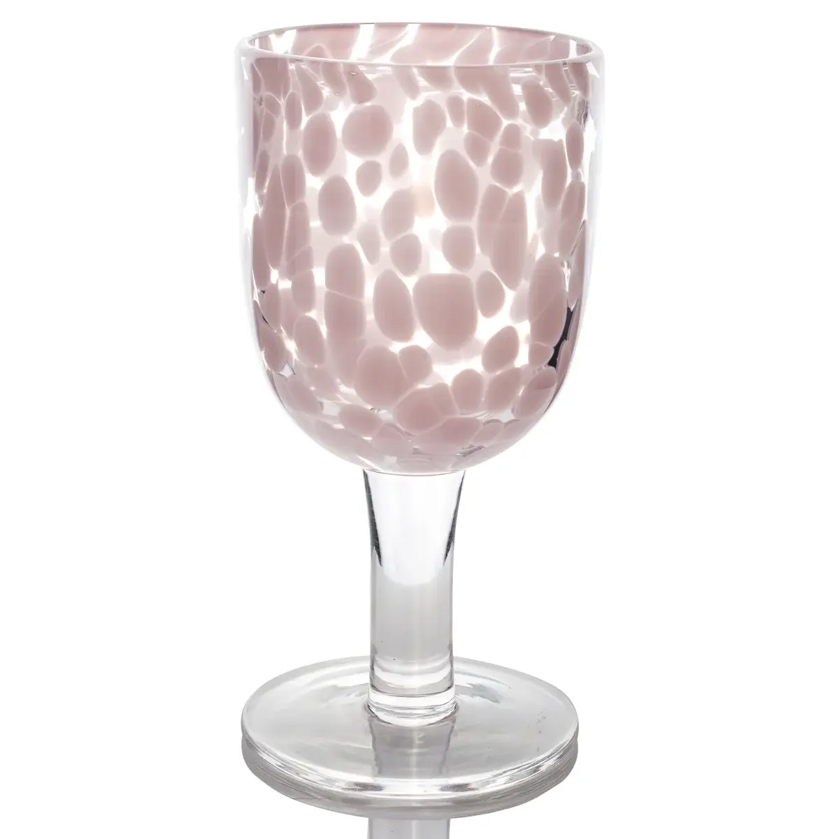 Torcello Collection: Spotted Rosa Wine Glass - Mauve/White