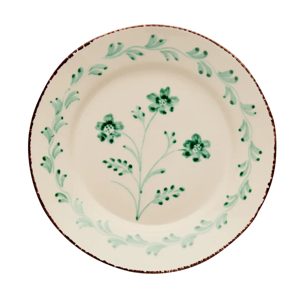 Casa Nuno Collection: 3 Flowers/Vines, Dinner Plate, Green and White