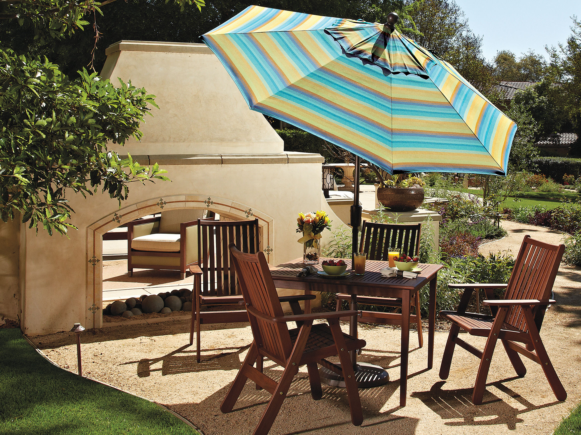 Treasure Garden 7.5 Foot Octagon Aluminum Push Button Tilt Market Umbrella