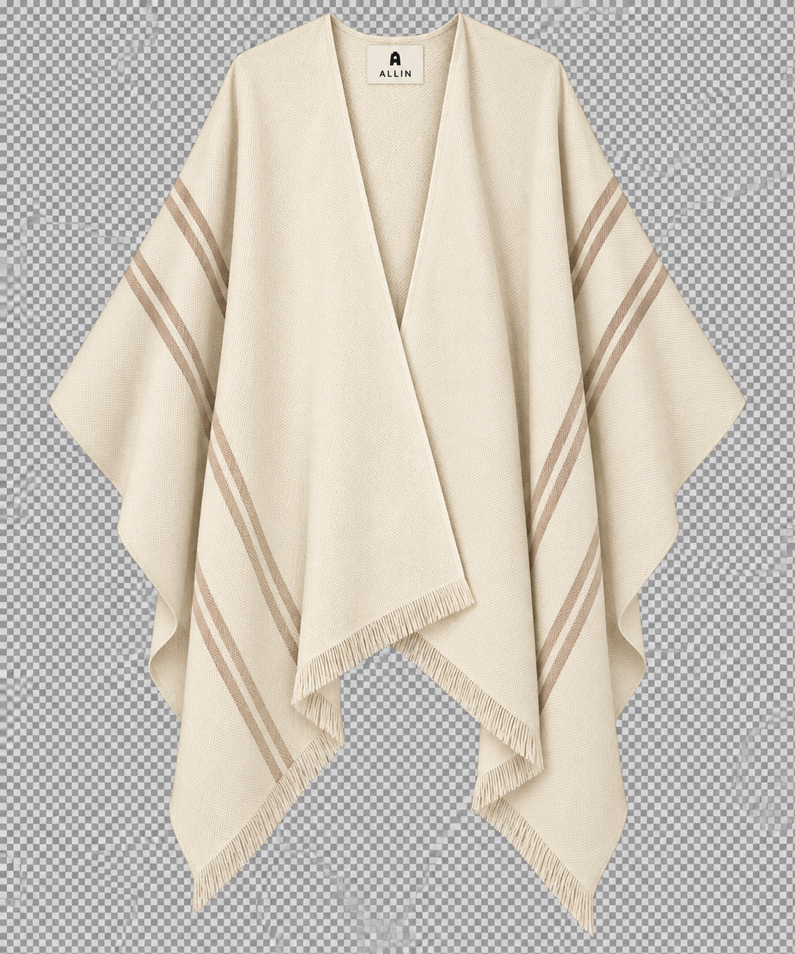 BABY ALPACA RUANA IVORY/TAN