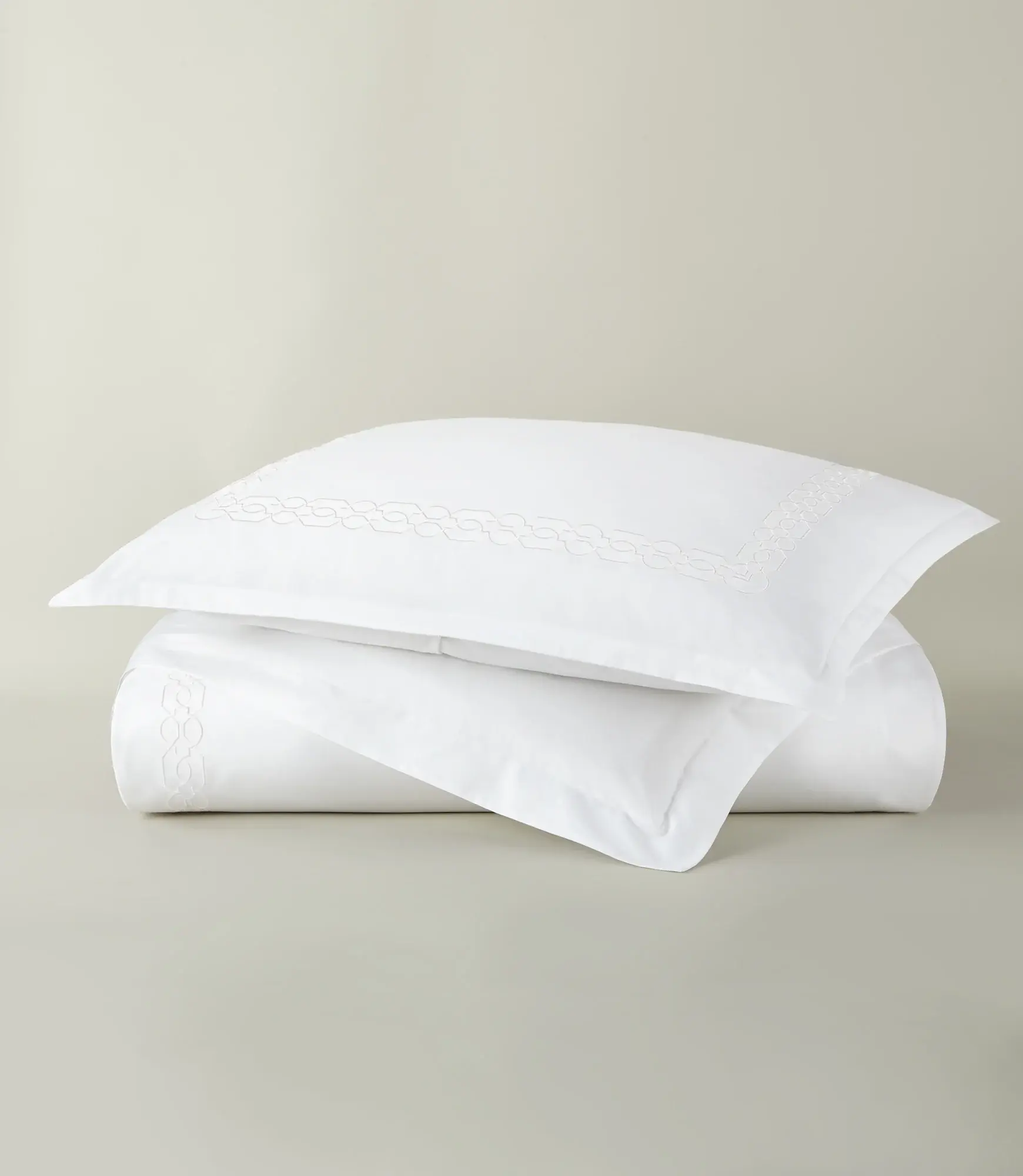 White Filigree Classic Embroidered Duvet Set