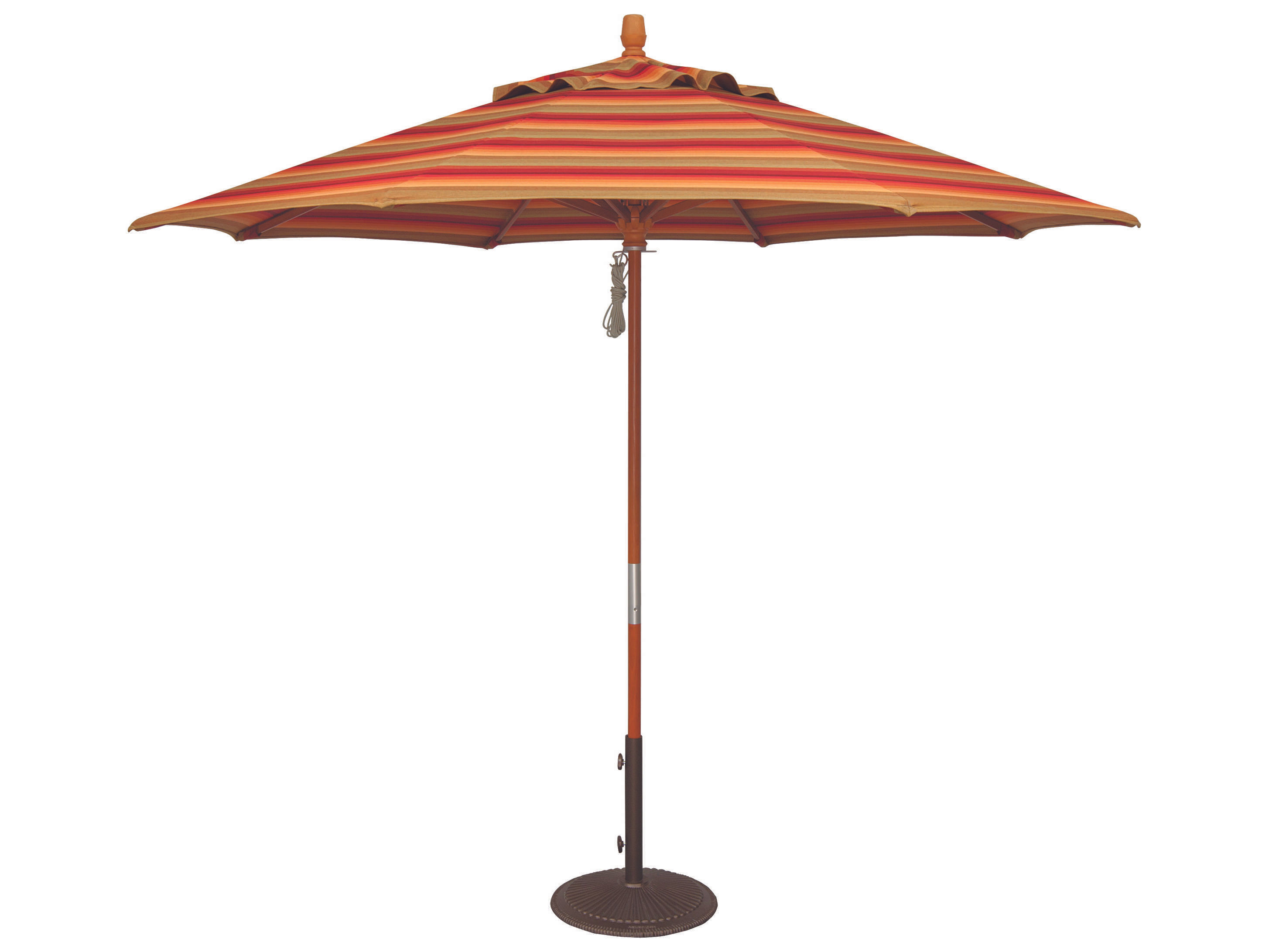 Treasure Garden Market Wood 9 Foot Octagon Quad Pulley Lift Umbrella