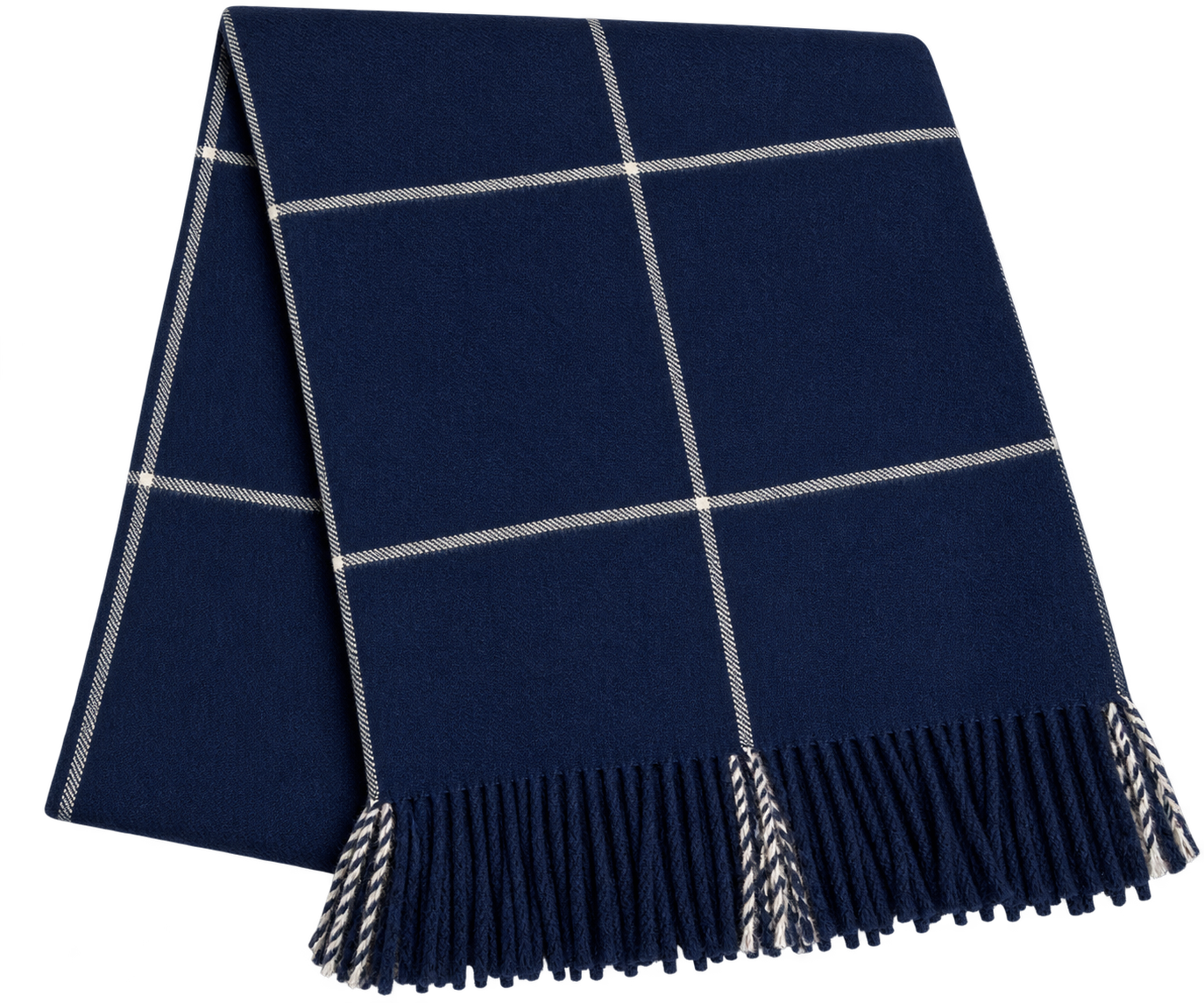 BABY ALPACA WINDOWPANE THROW NAVY