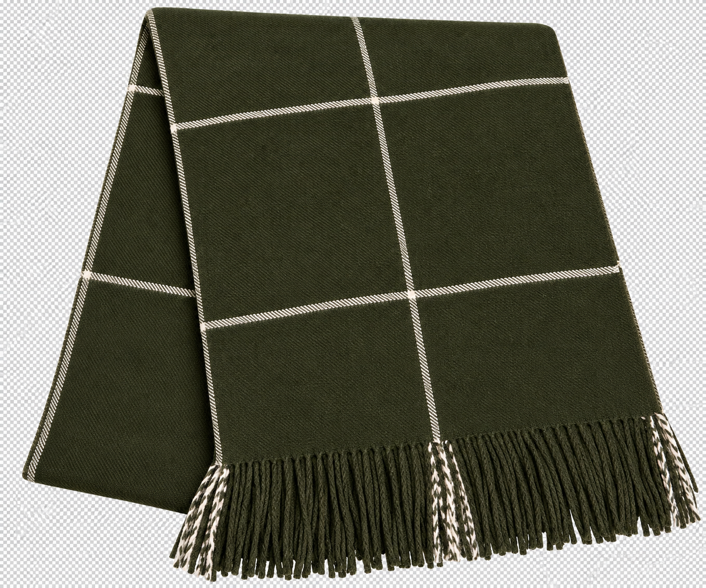 BABY ALPACA WINDOWPANE THROW OLIVE 51" X 70"