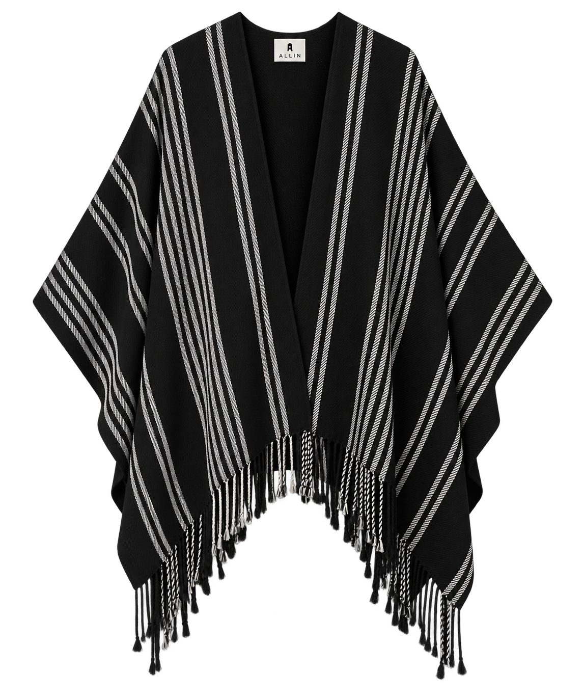 BABY ALPACA RUANA BLACK/IVORY