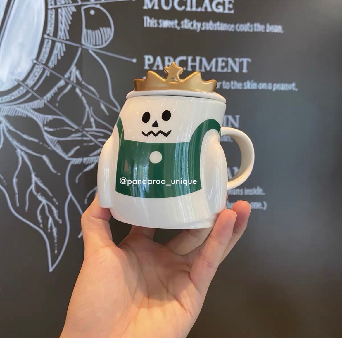 Halloween 2020 Ghost Barista with Crown Lid Ceramic Mug