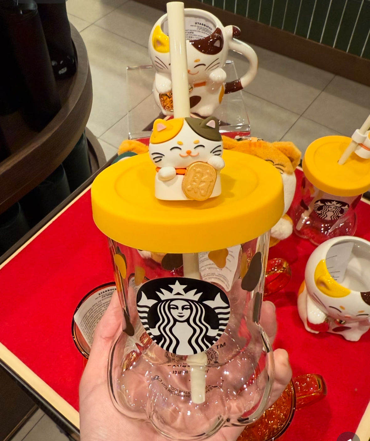 Lucky Cat Paw Glass Straw Cup Hongkong Year of The Horse 2026