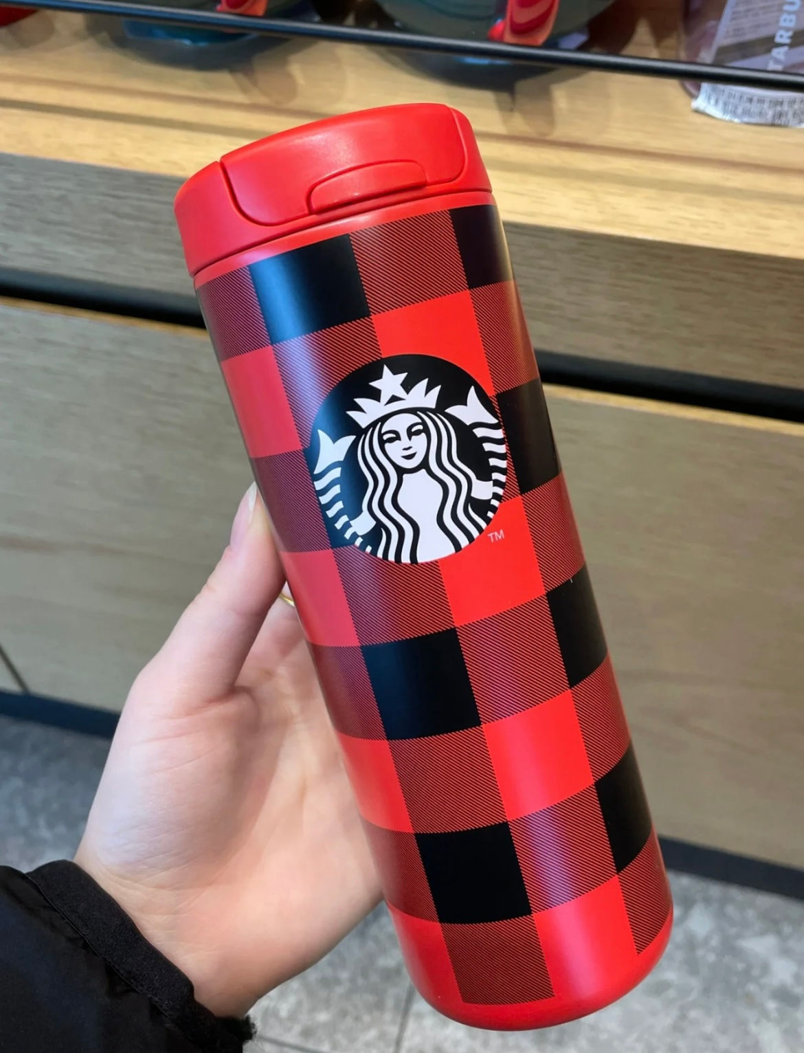 Black Red Checkered Stainless Steel Tumbler