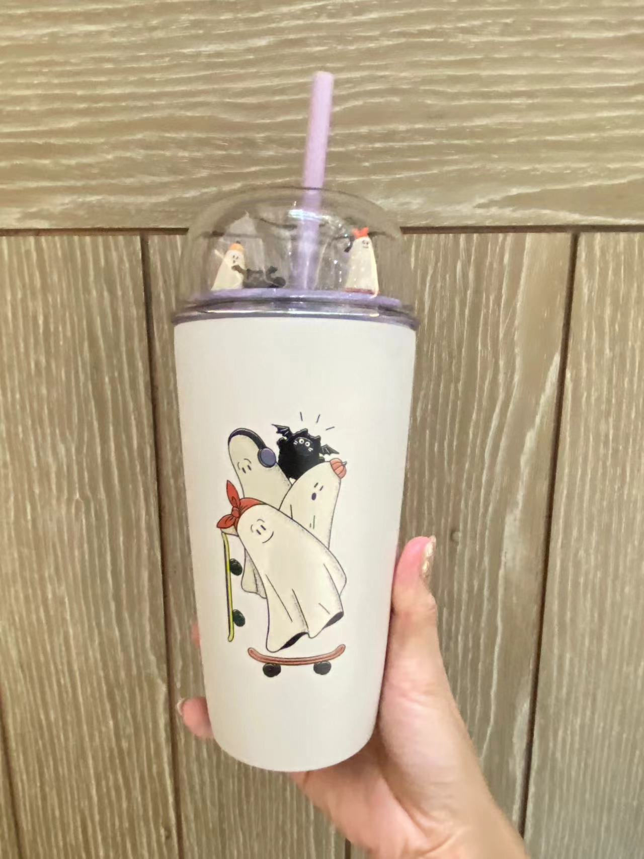 Glow in The Dark Skateboard Ghosts Stainless Steel Dome Cup