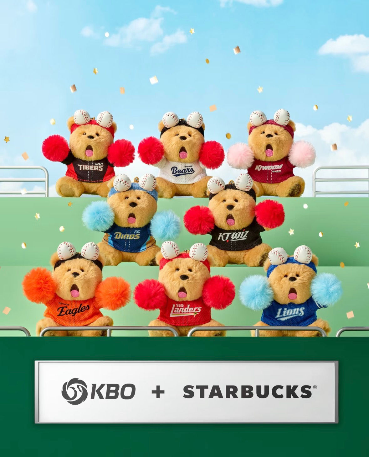 Bearista Cheerleaders Keychain KBO x Starbucks Spring Baseball Korea 2026