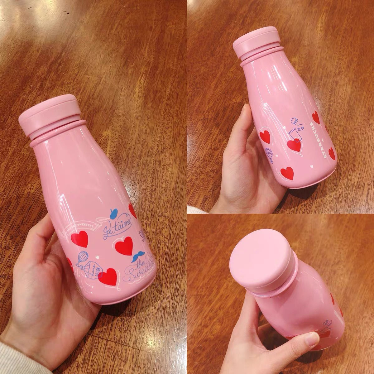 Je T’aime Pink Hearts Stainless Steel Bottle