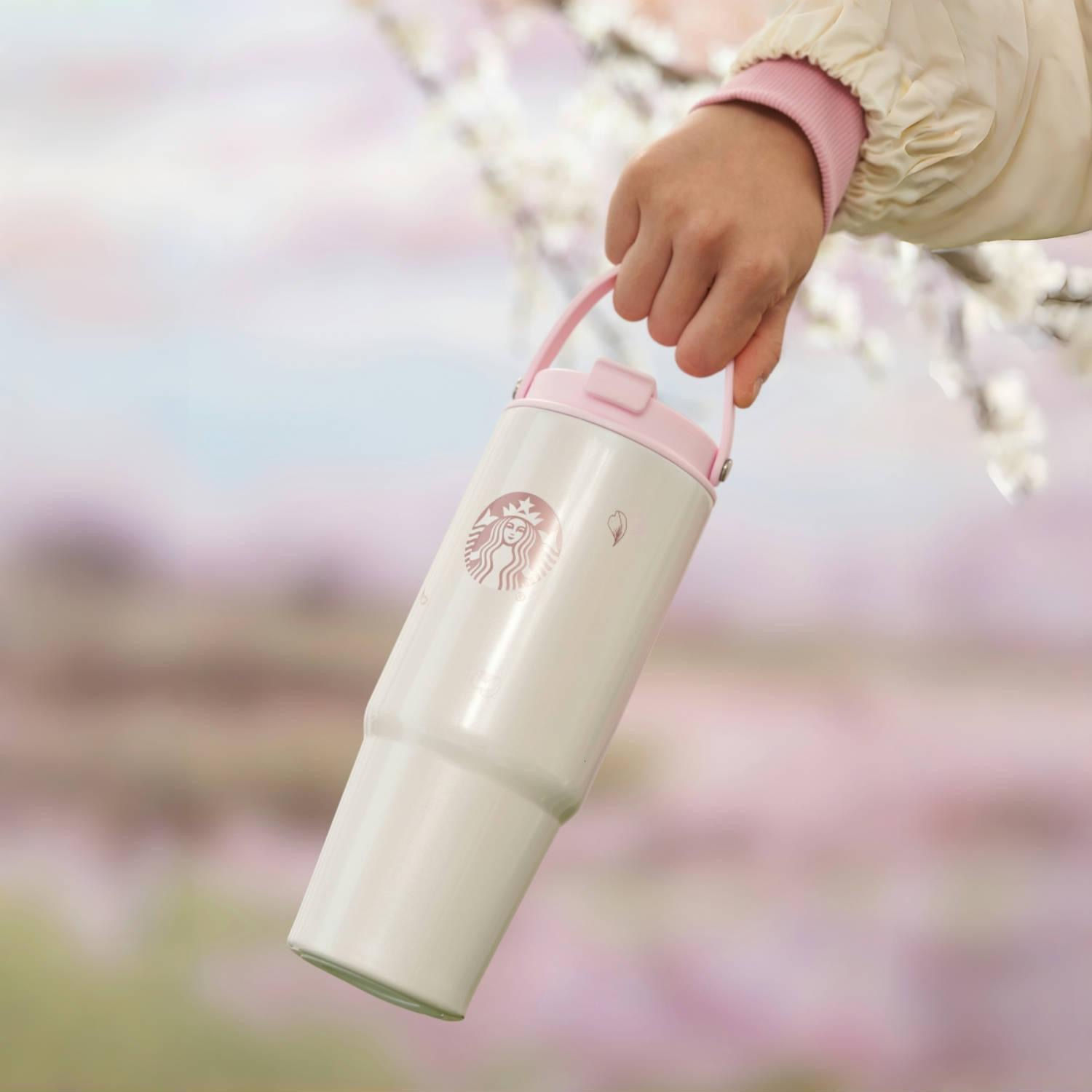 Pink White Sakura Stainless Steel Straw Cup China Sakura Spring Walk 2024